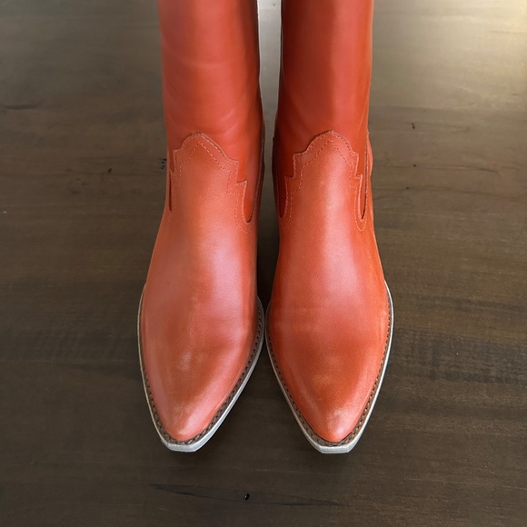 Jeffrey Campbell Calvera Knee-High Boot Cowboy Western in Orange Sanded Sz 8.5 - Picture 3 of 4